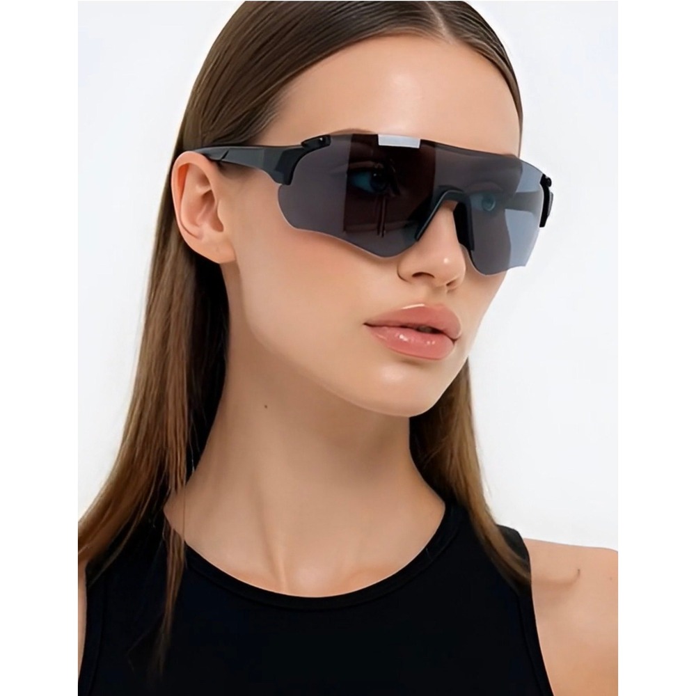 Shield Sunglasses Women Glasses Windproof UV Protection Dark Black Lens Gafas